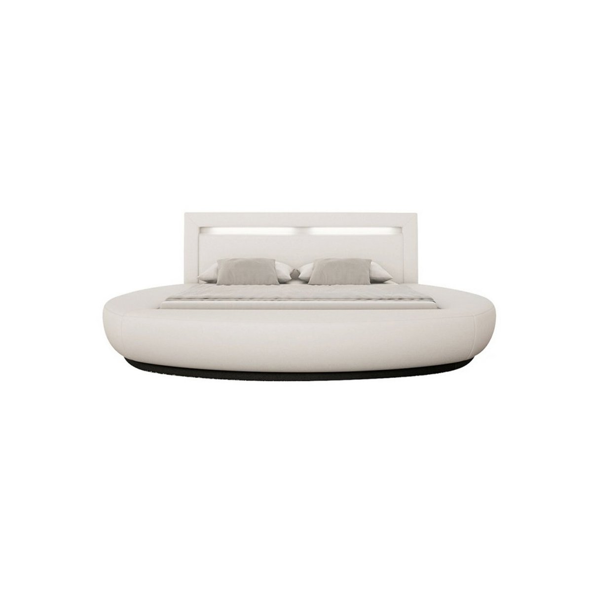Rond bed 140x200 cm LED wit kunstleerlook