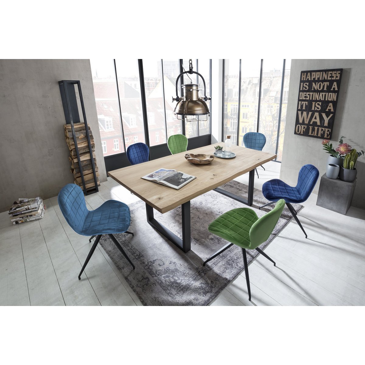 Tafel 160x90 cm, wild eiken, zwart frame