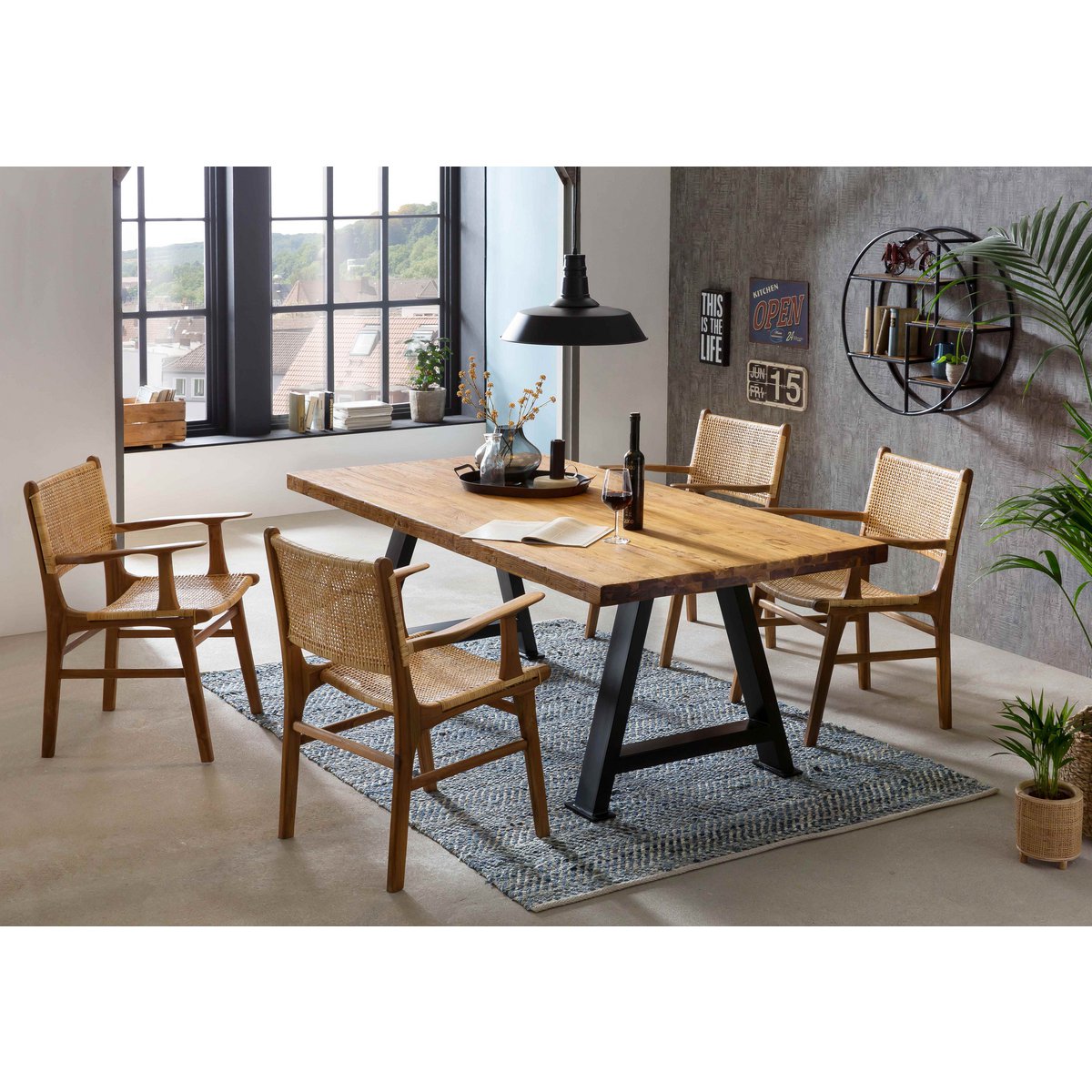 Tafel 180x100 cm, gerecycled teakhout