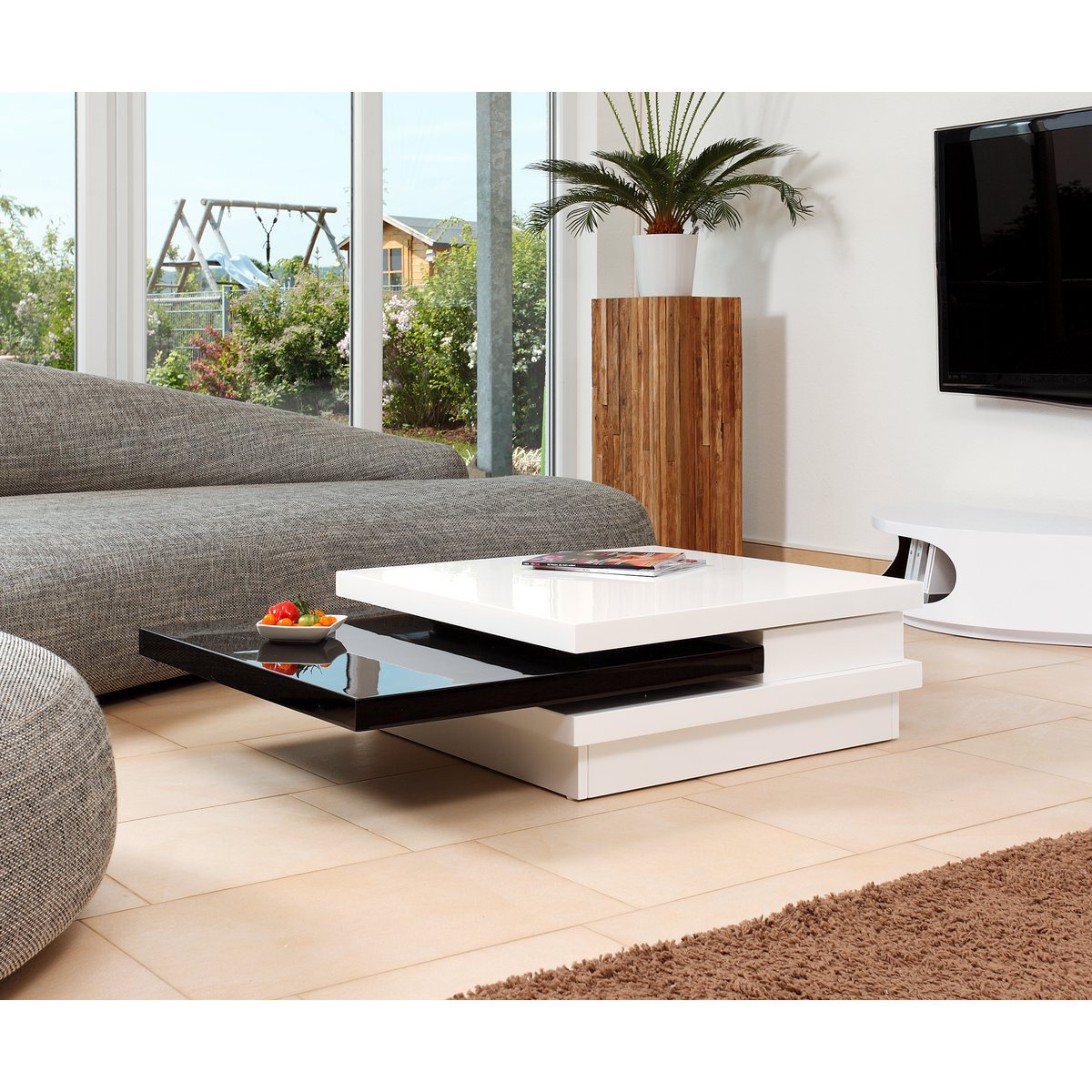 Salontafel 120X80 cm wit/zwart