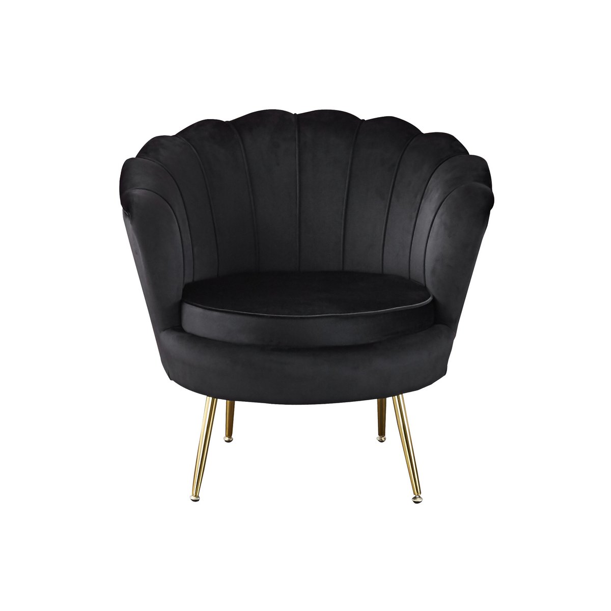 Zwart fluwelen schelp fauteuil