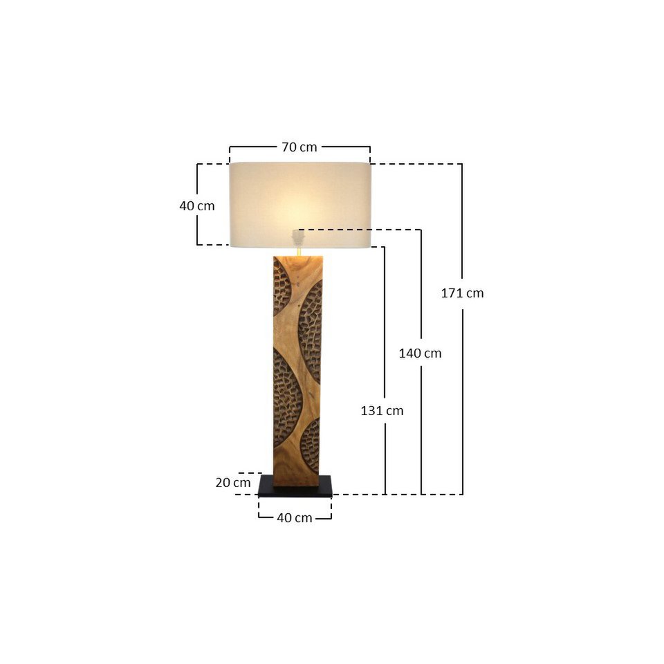 Vloerlamp acacia/linnen naturel 171 cm