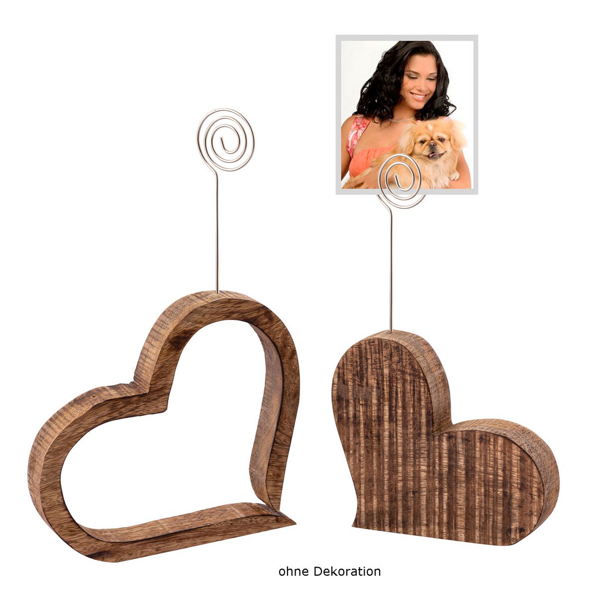 Wenskaarthouder foto-standaard fotoclip set 2-delige harttabel decoratie bruiloft decoratie mangoholz massief