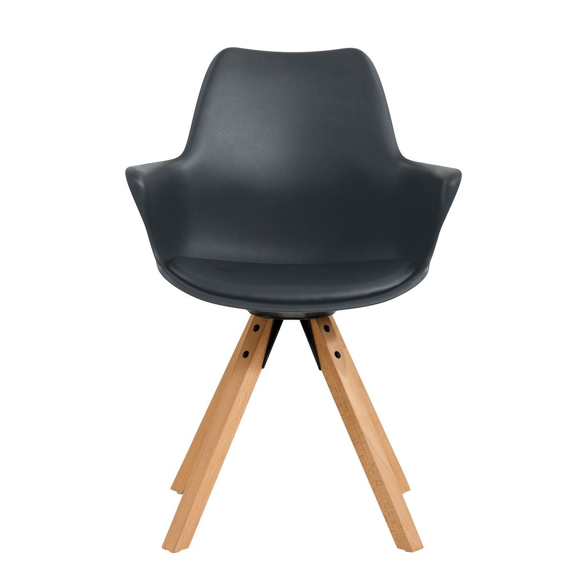 Fauteuil met kunststof schaal, set van 2, donkergrijs