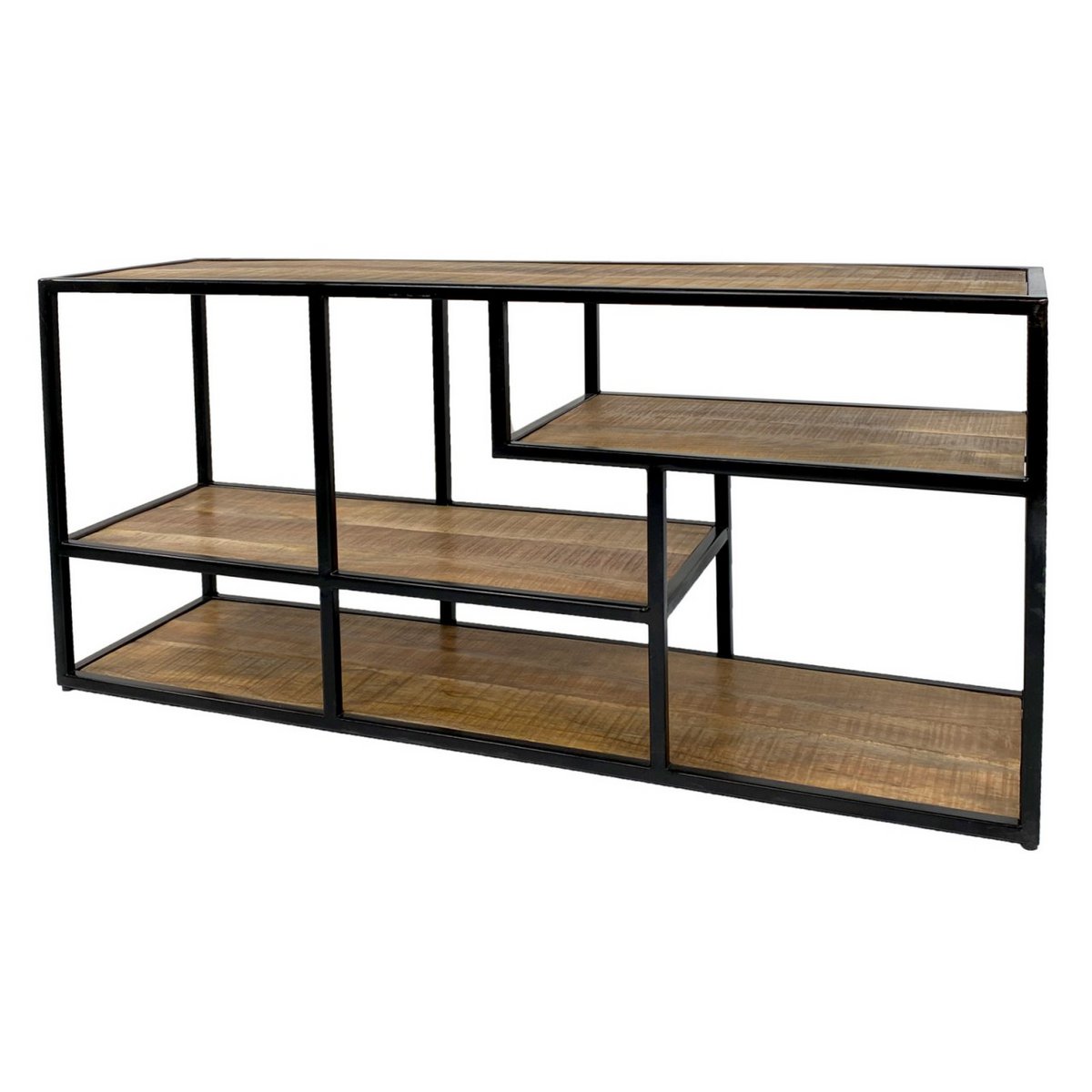 Staande plank scheidingswand boekenplank media plank boekenplank 130x60x36cm Liverpool metalen frame zwart