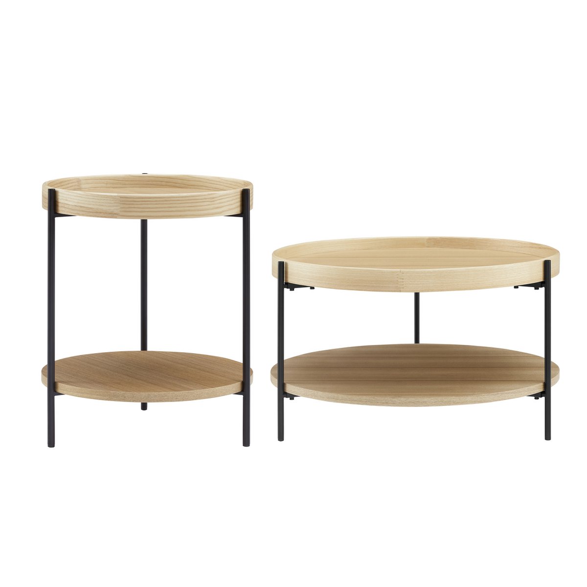 Set van 2 eiken salontafels