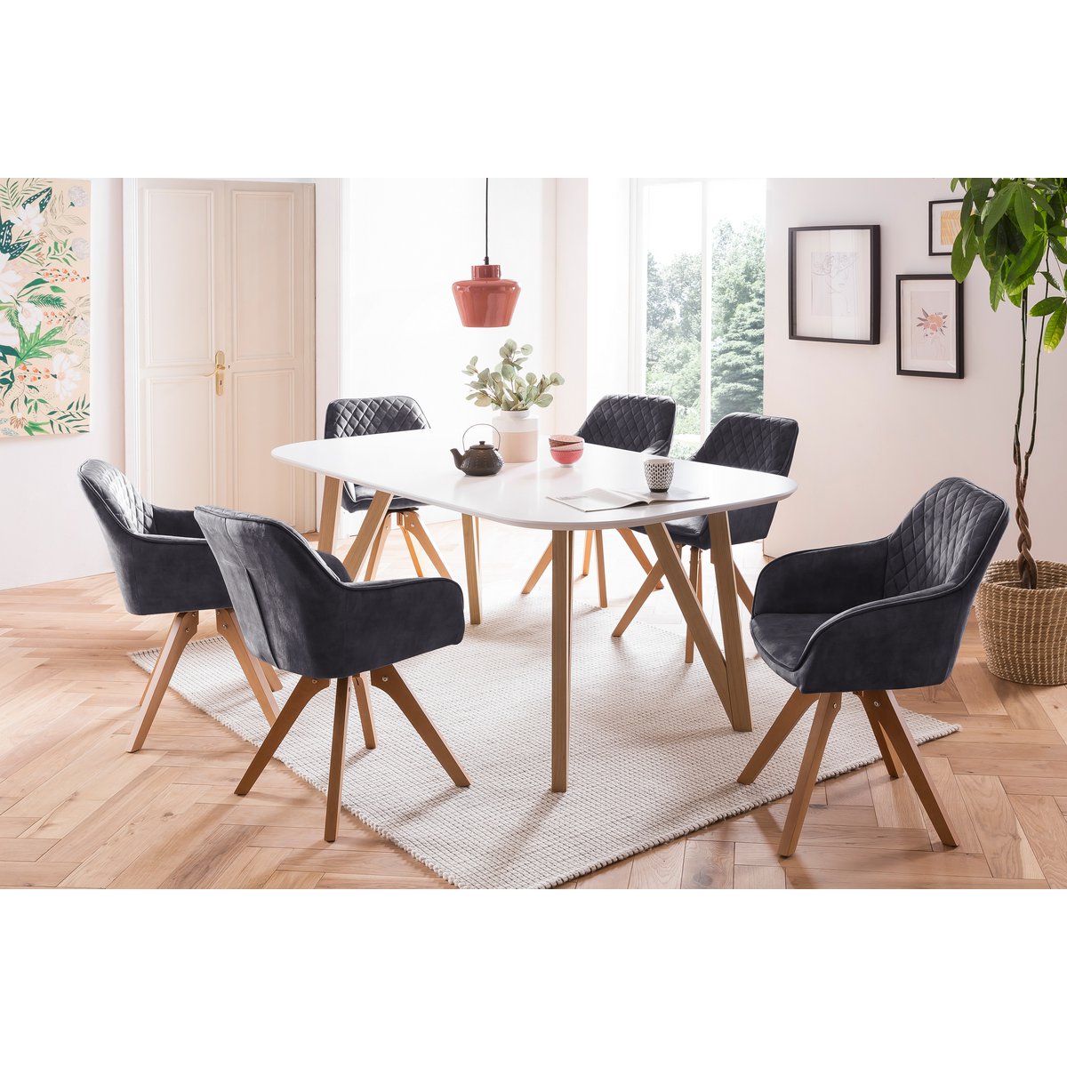 Eettafel 140x90x76 cm wit eiken