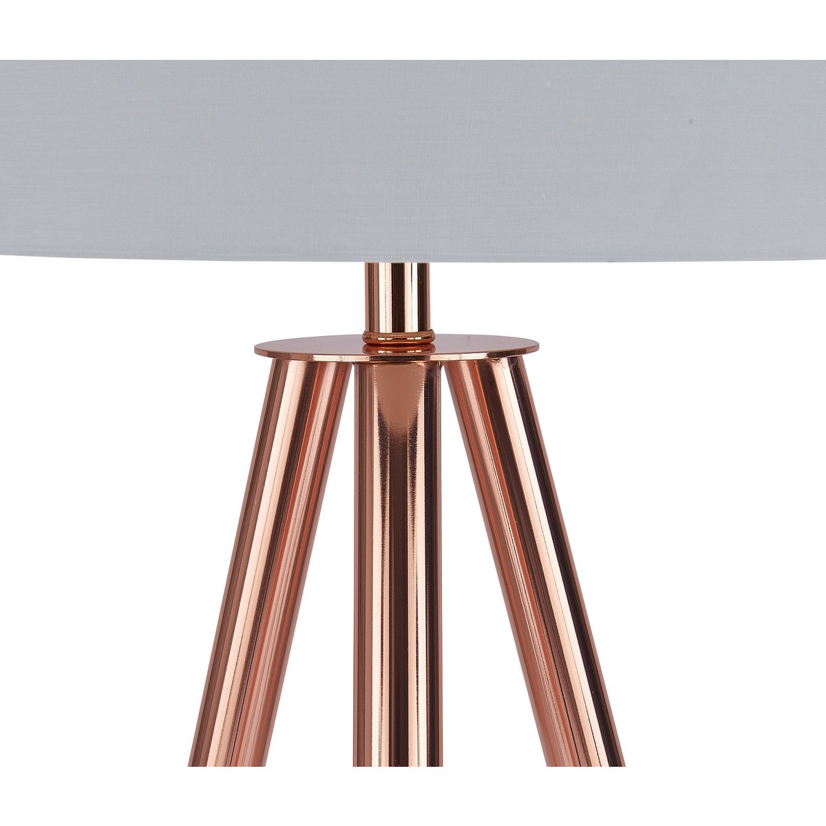 Vloerlamp met stoffen kap koper/wit