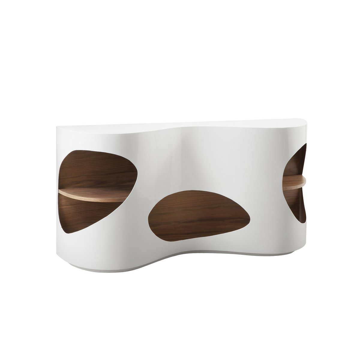 Dressoir 150x40x75 cm wit/walnoot