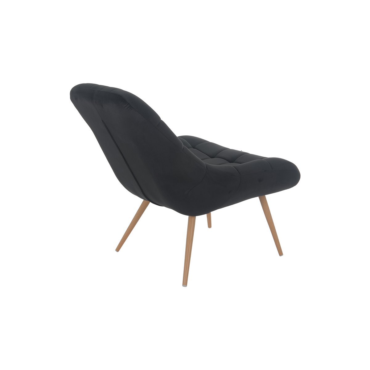 Fauteuil XXL fluweel zwart metaal houtlook
