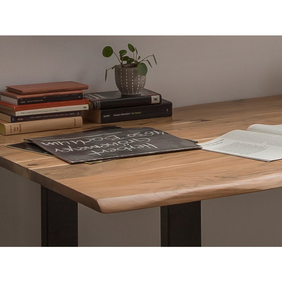 Tafel 140 x 80 cm, naturel blad, zwart frame