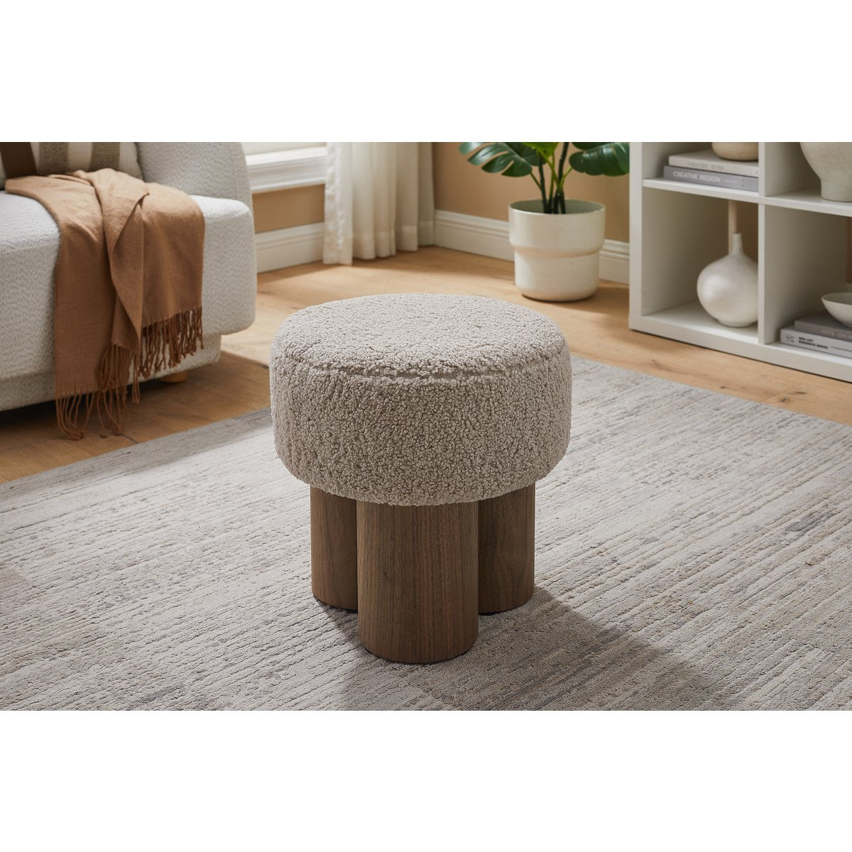 Stoel pouf Ø 50 cm walnoot/bruin