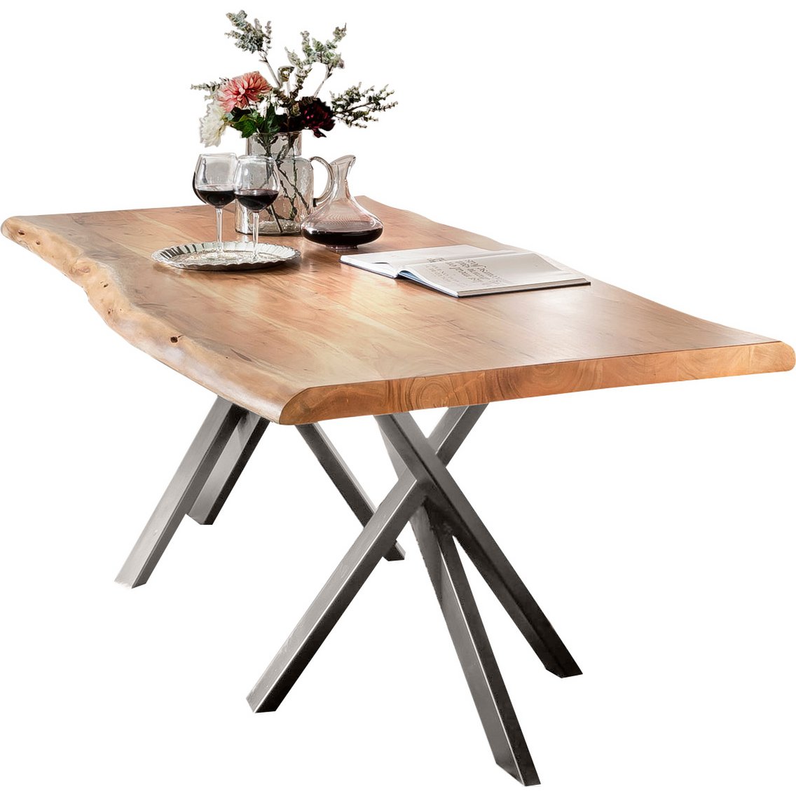 Tafel 180x100 cm, natuurlijk acacia, 56 mm