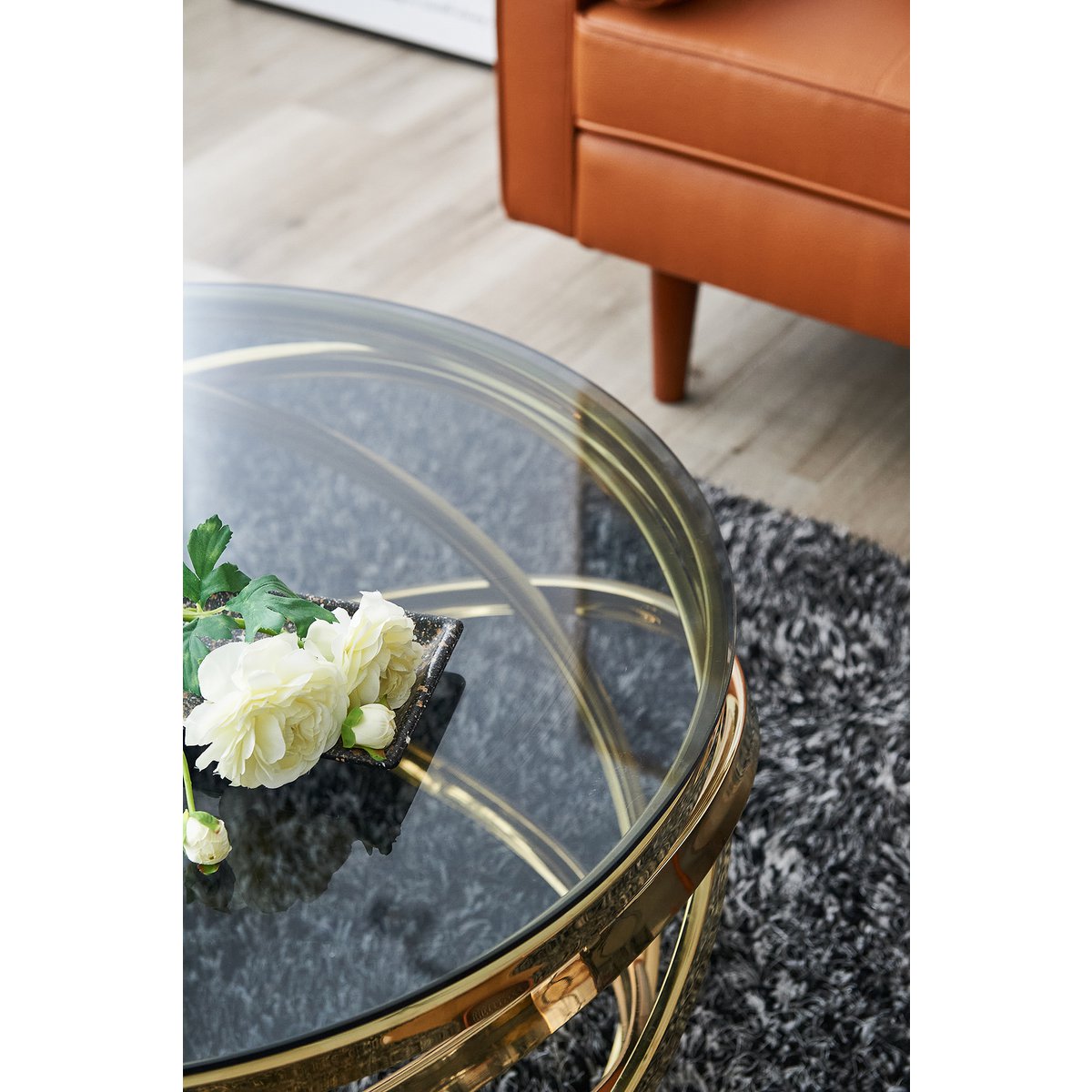 Salontafel goud/grijs Ø 80 cm