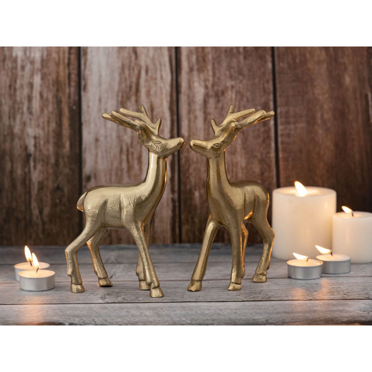 Decoratie Figuur herten VE 8x 2 stukken Tabel Decoratie Dierfiguur Silver o. Gold Metal Christmas Decoratie