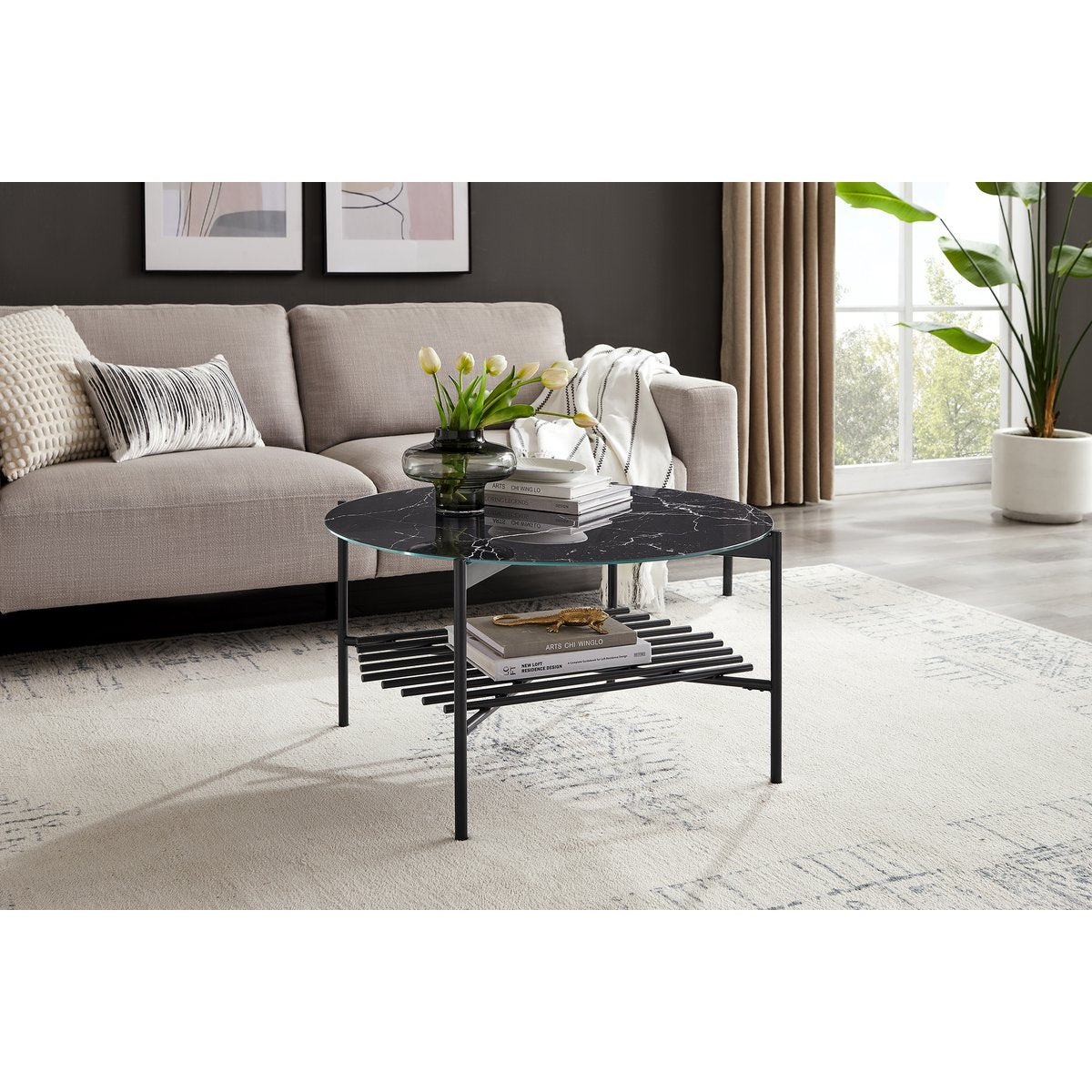 Salontafel Ø 84 cm zwart