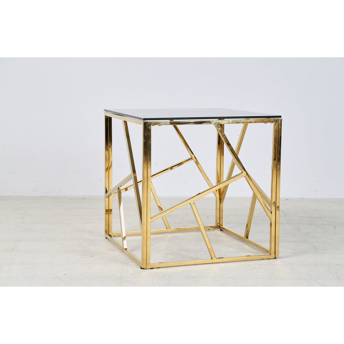 Bijzettafel goud/grijs 55x55 cm