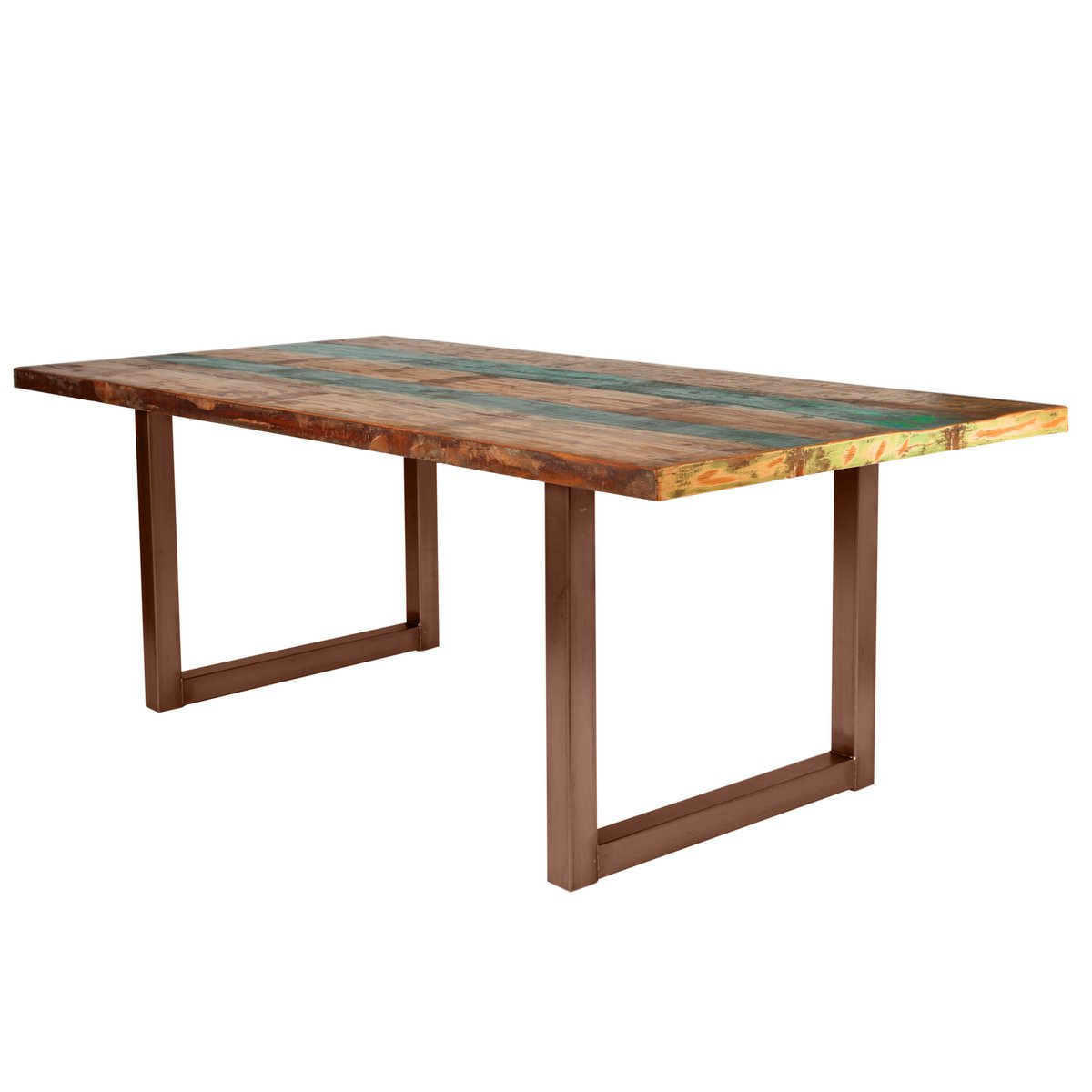 Tafel 200x100 cm, kleurrijk hergebruikt hout