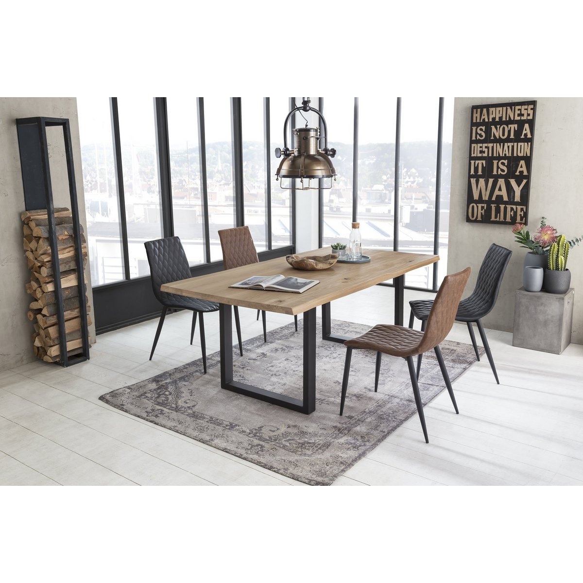 Tafel 200x100 cm, wild eiken, zwart frame