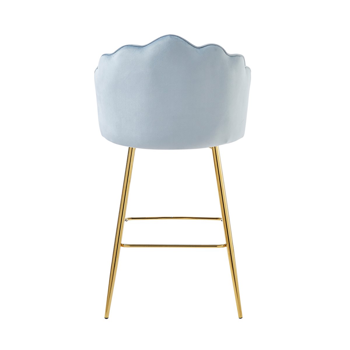 Set van 2 barkrukken met schelpdesign in lichtgrijs fluweel