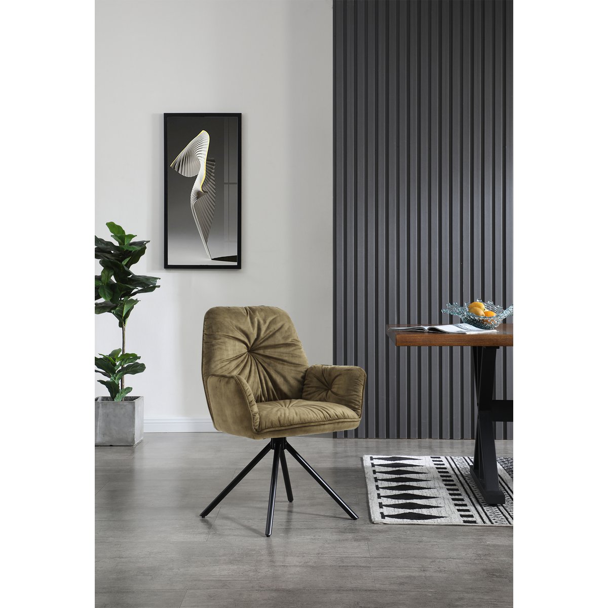 Fauteuil met 360° draaifunctie, groen