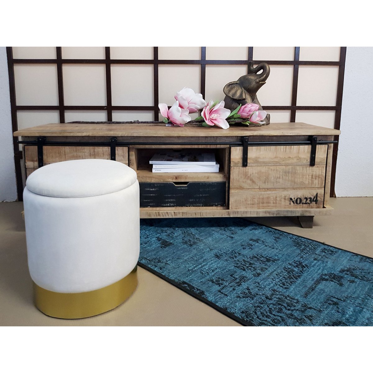 Velvet ontlasting decoratie -ontlasting en Pouf Decopouf Velours Stool met opslagruimte u.