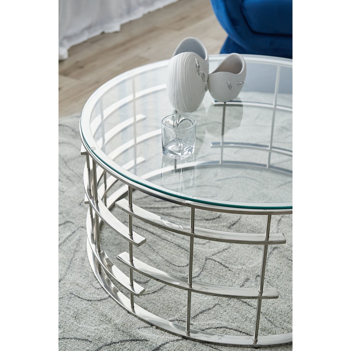 Salontafel zilver Ø 90 cm