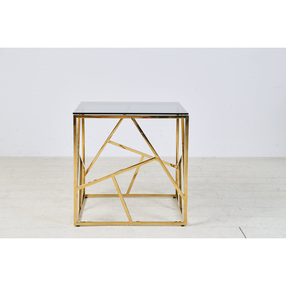 Bijzettafel goud/grijs 55x55 cm
