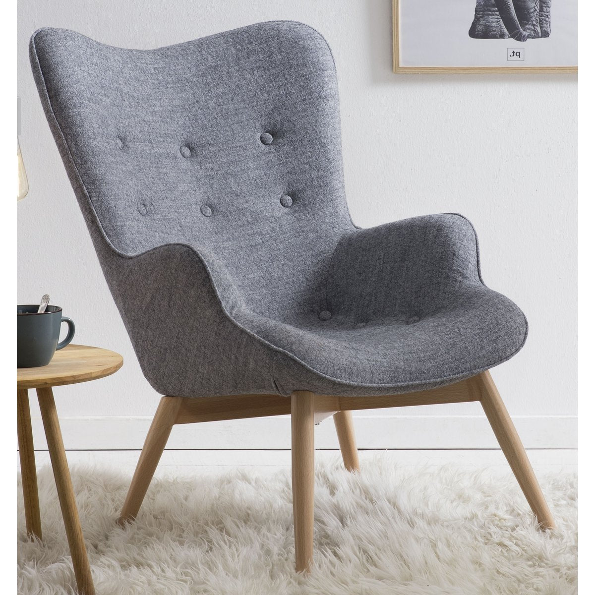 Fauteuil in grijze geweven stof
