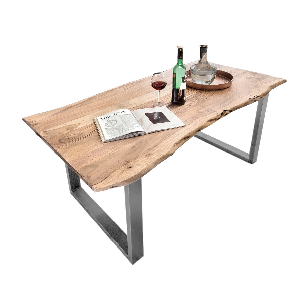 Tafel 160x85 cm, natuurlijk acacia, 36 mm