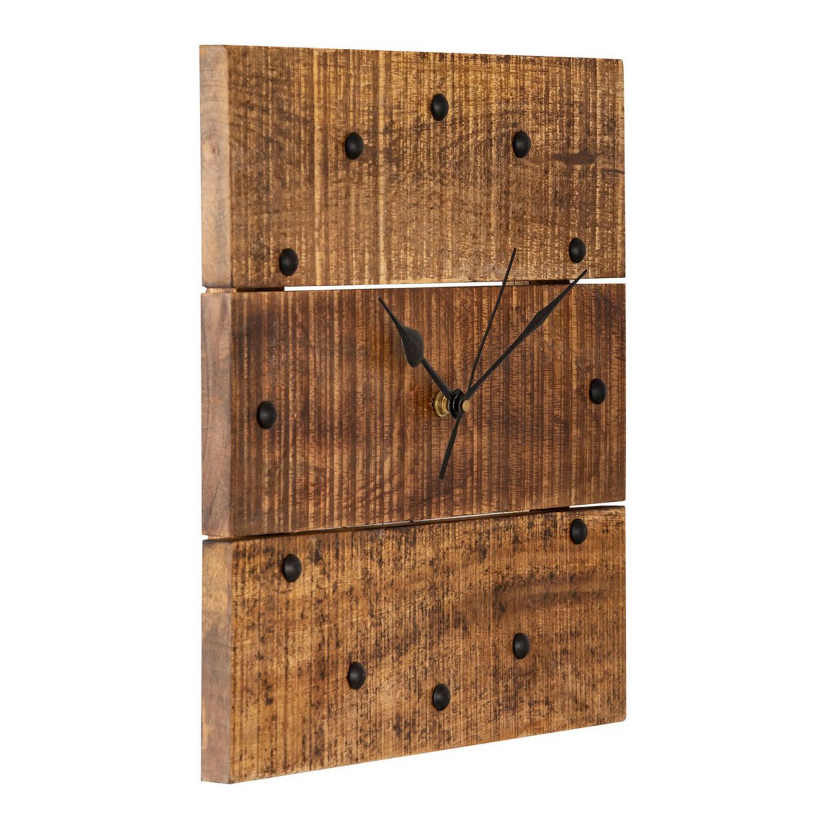 Holzhr wandklok 30x30cm houten woonkamer stilletjes vierkant gemaakt van mango hout massief