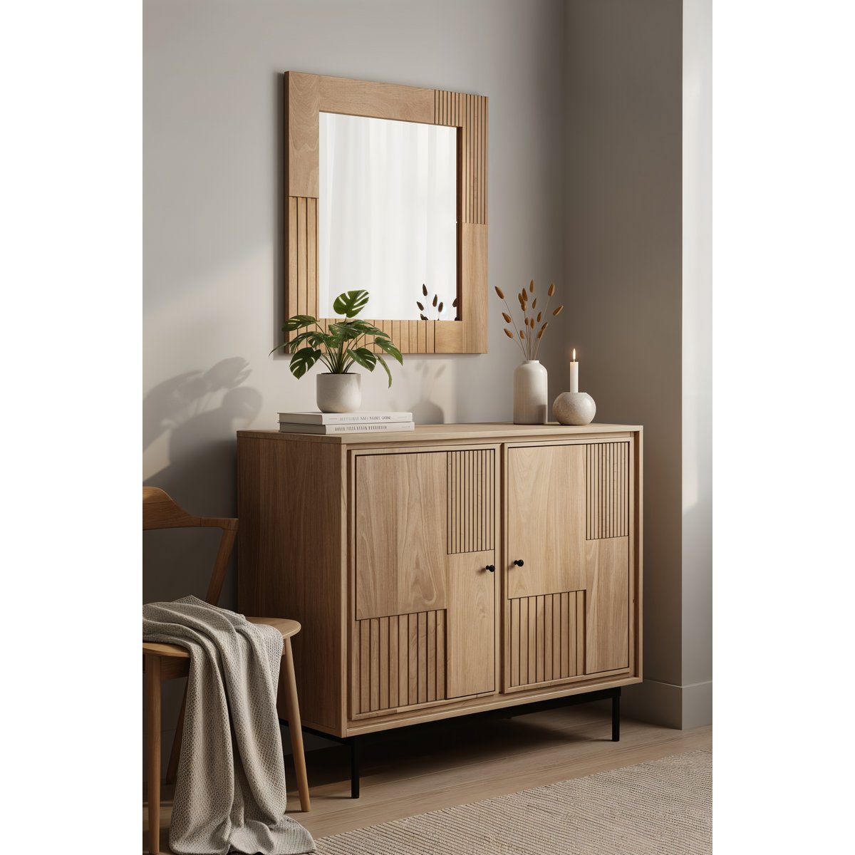 Spiegel met mangohouten frame
