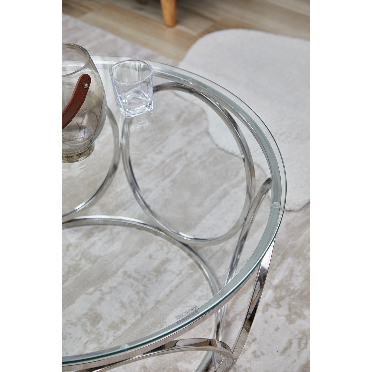 Salontafel Ø 80 cm zilver/helder glas