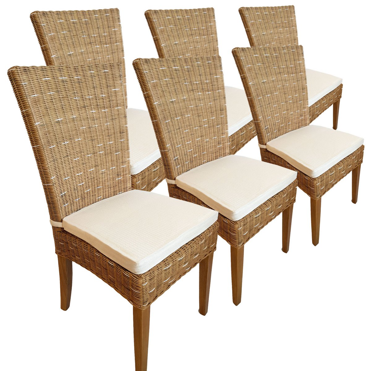 Eetkamerstoelen rattan stoelen wintertuin gangen cardine 6 stuks cappuccino