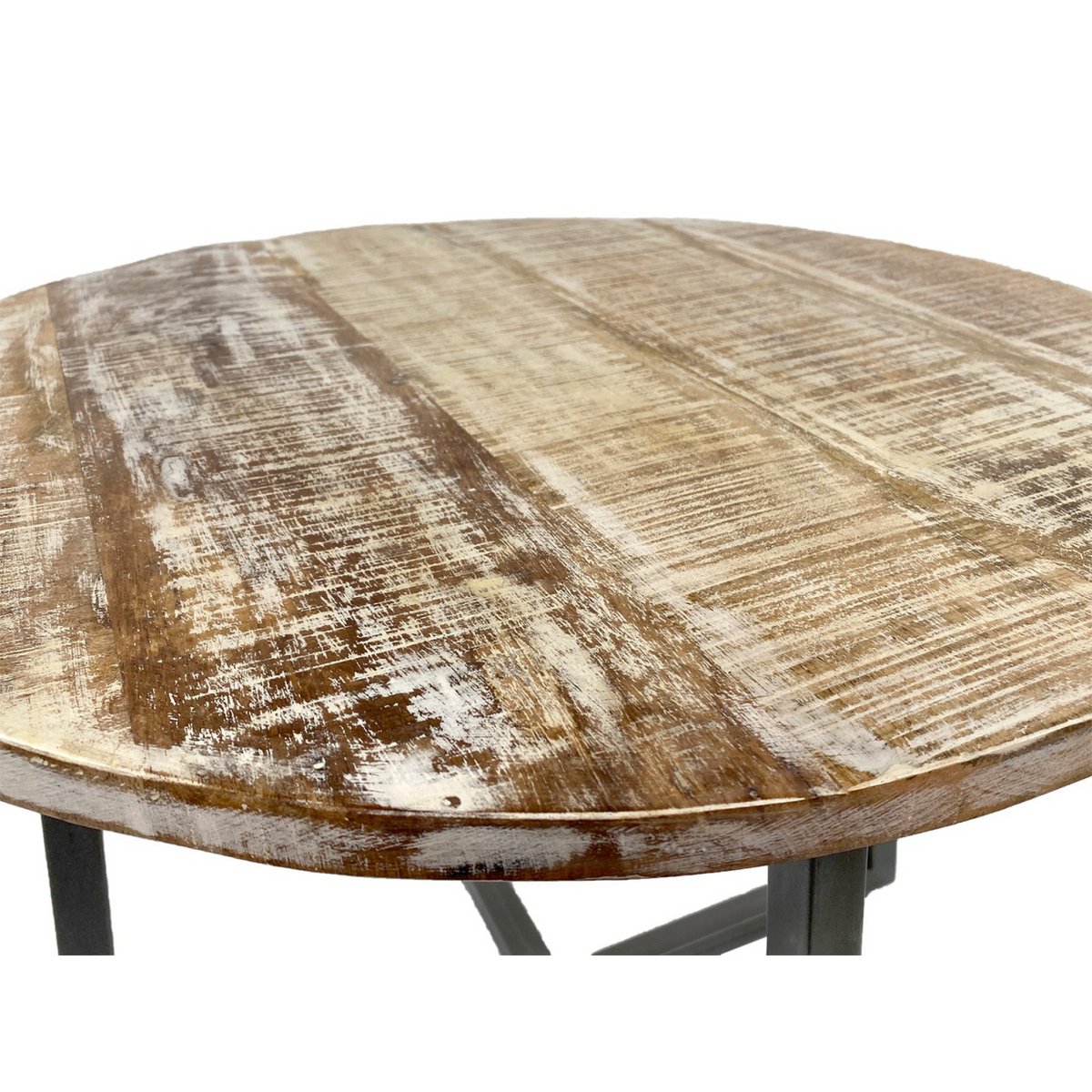 Salontafel rond 60 cm woonkamertafel bijzettafel Cannes metalen frame zwart wit antiek zilver