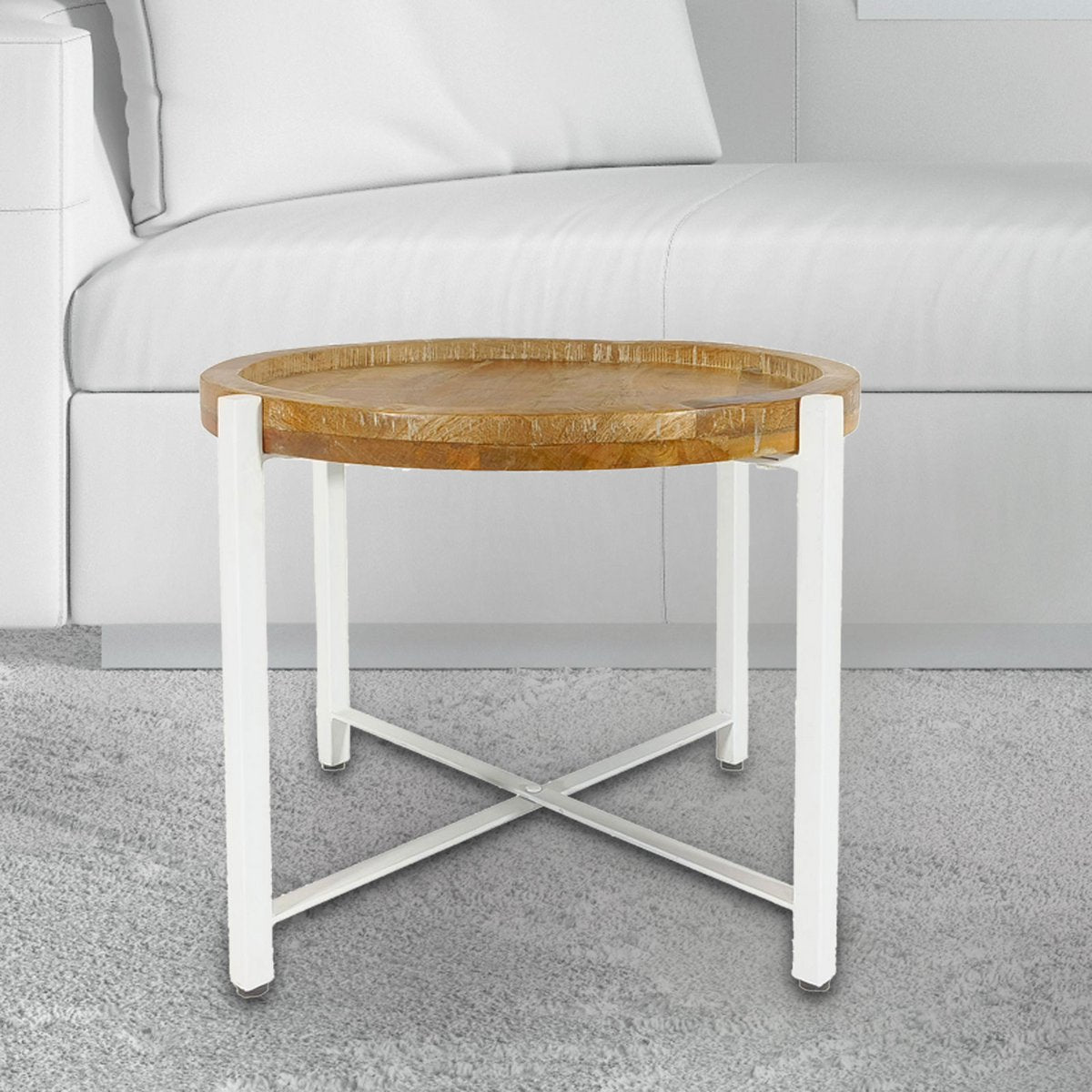 Bijzettafel ø55cm salontafel ronde woonkamertafel Sioux metalen frame