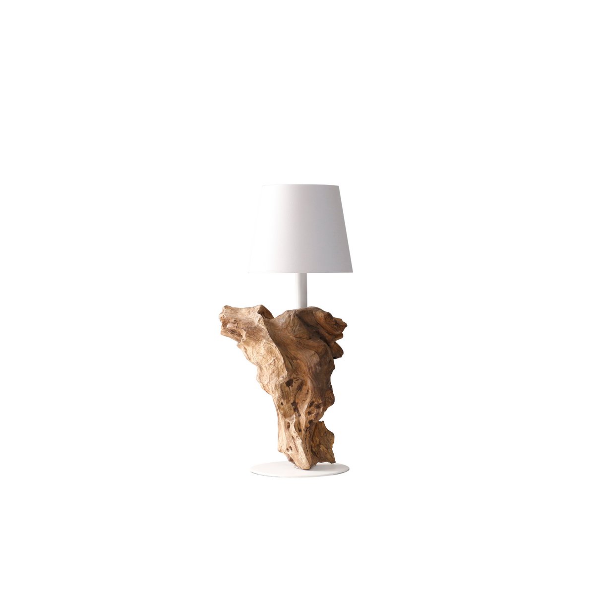 Tafellamp 29 cm naturel/wit met LED batterij