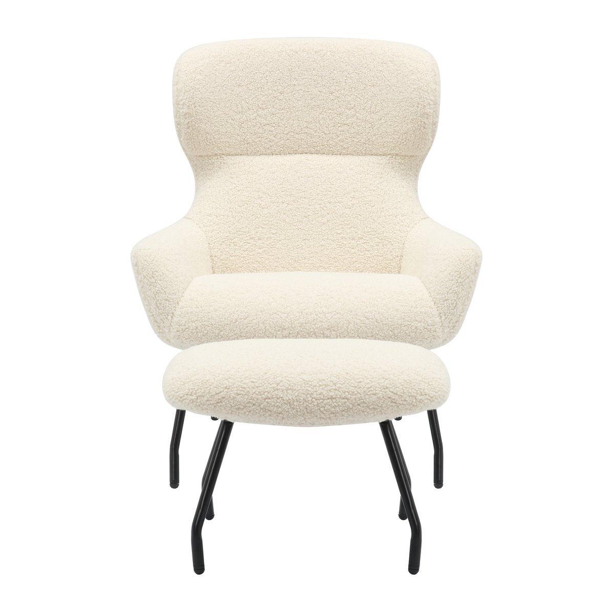 Fauteuil- en krukset teddybont beige