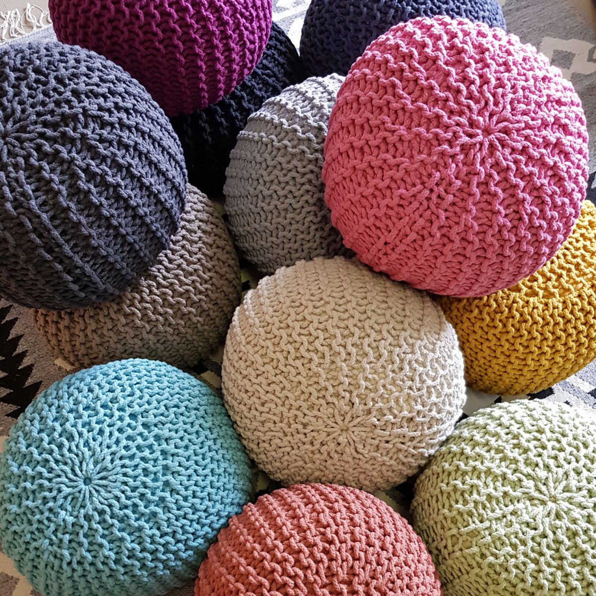 Brei -ontlasting pouf Ø 45 H 30 cm cm stoel pouf breien vloer kussen