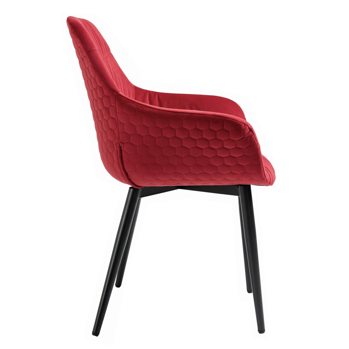 Fauteuil met honingraatstiksel in rood fluweel