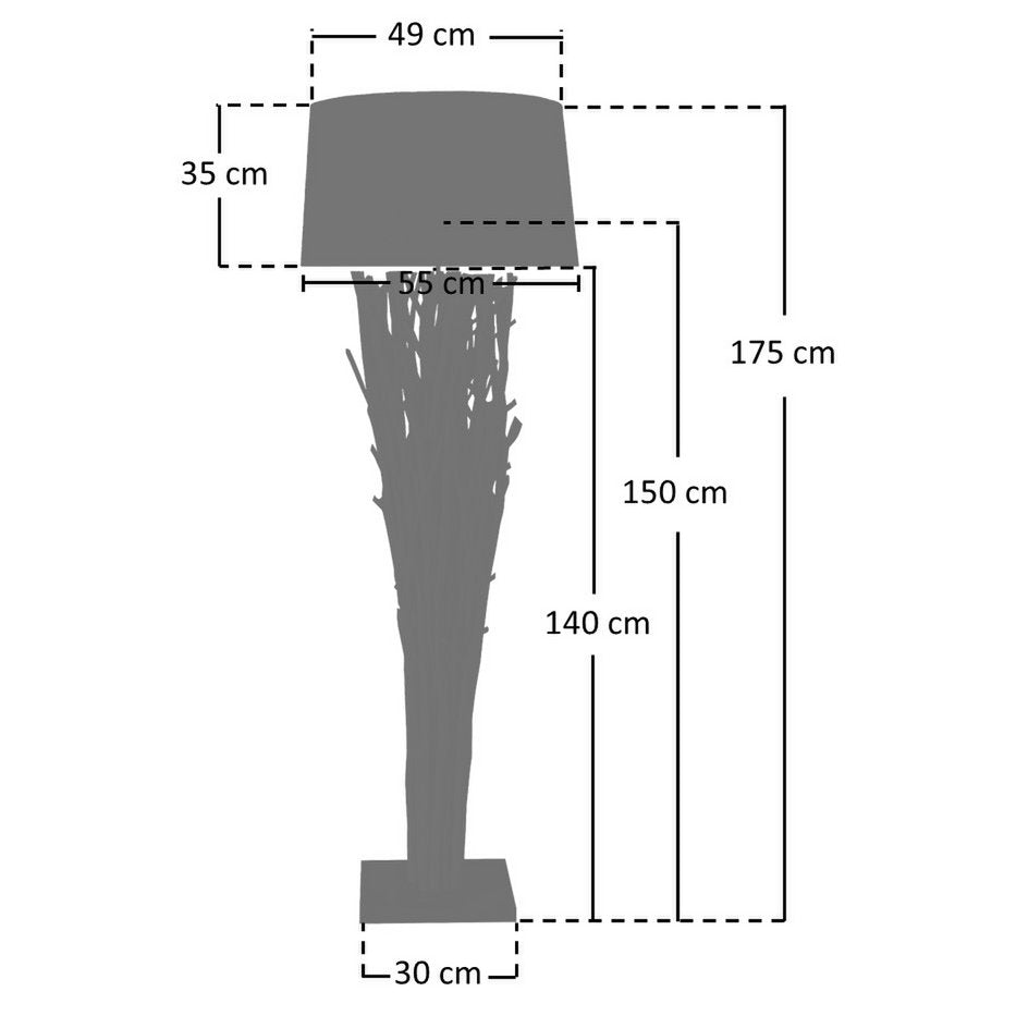 Vloerlamp drijfhout naturel/wit 175 cm