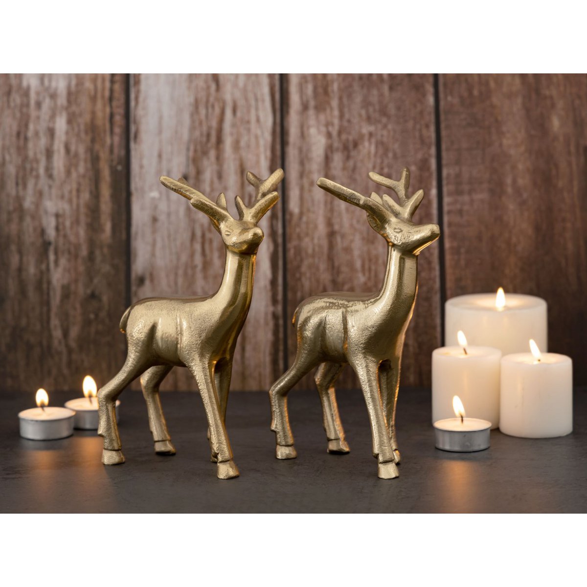 Decoratieve figuur herten 2 set tafel decoratie dier figuur metaal kerstdecoratie zilver o.