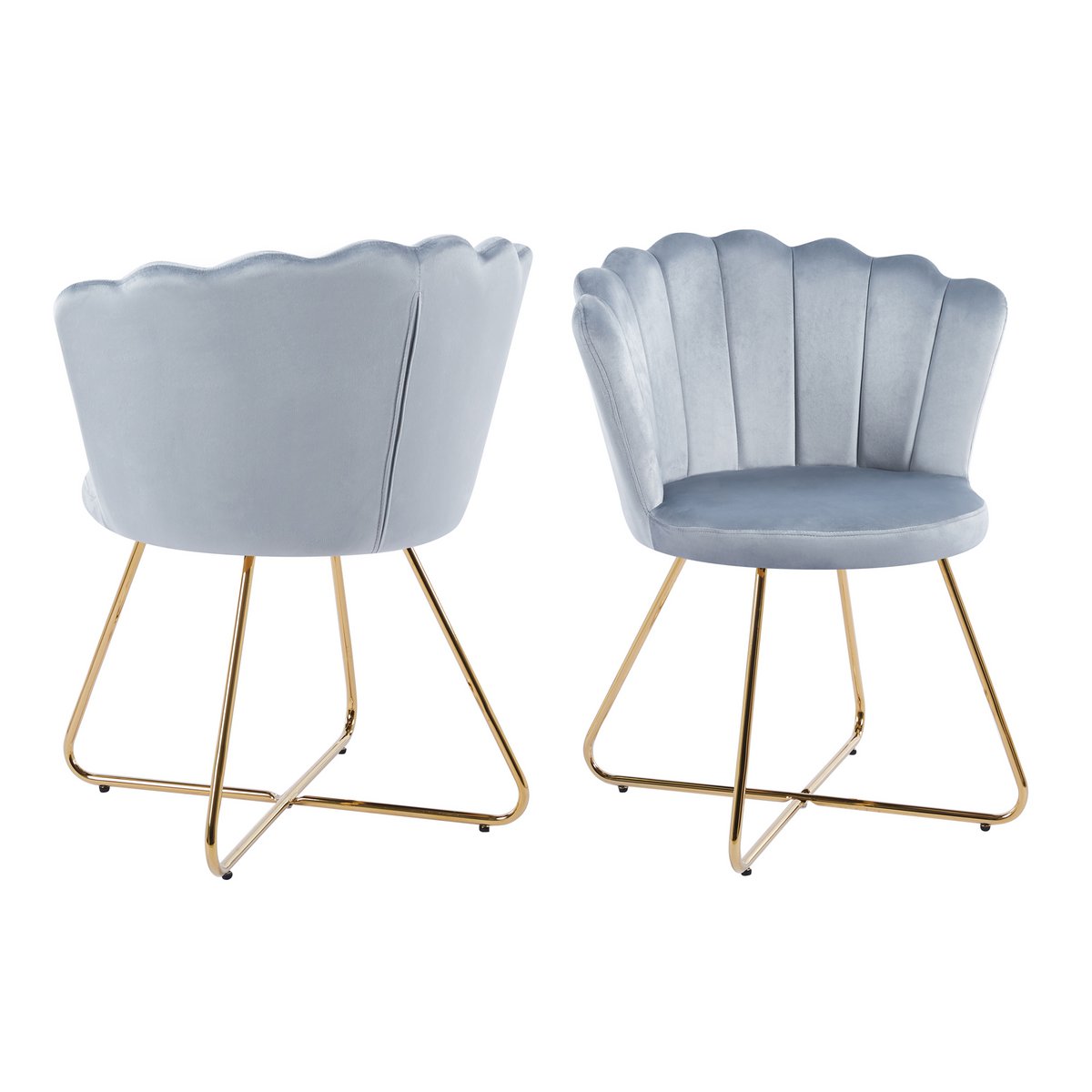 Set van 2 fluwelen kuipstoelen in lichtgrijs