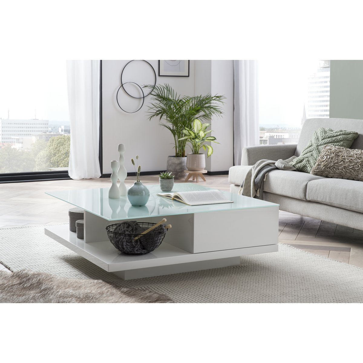 Salontafel 100x100x36 cm wit