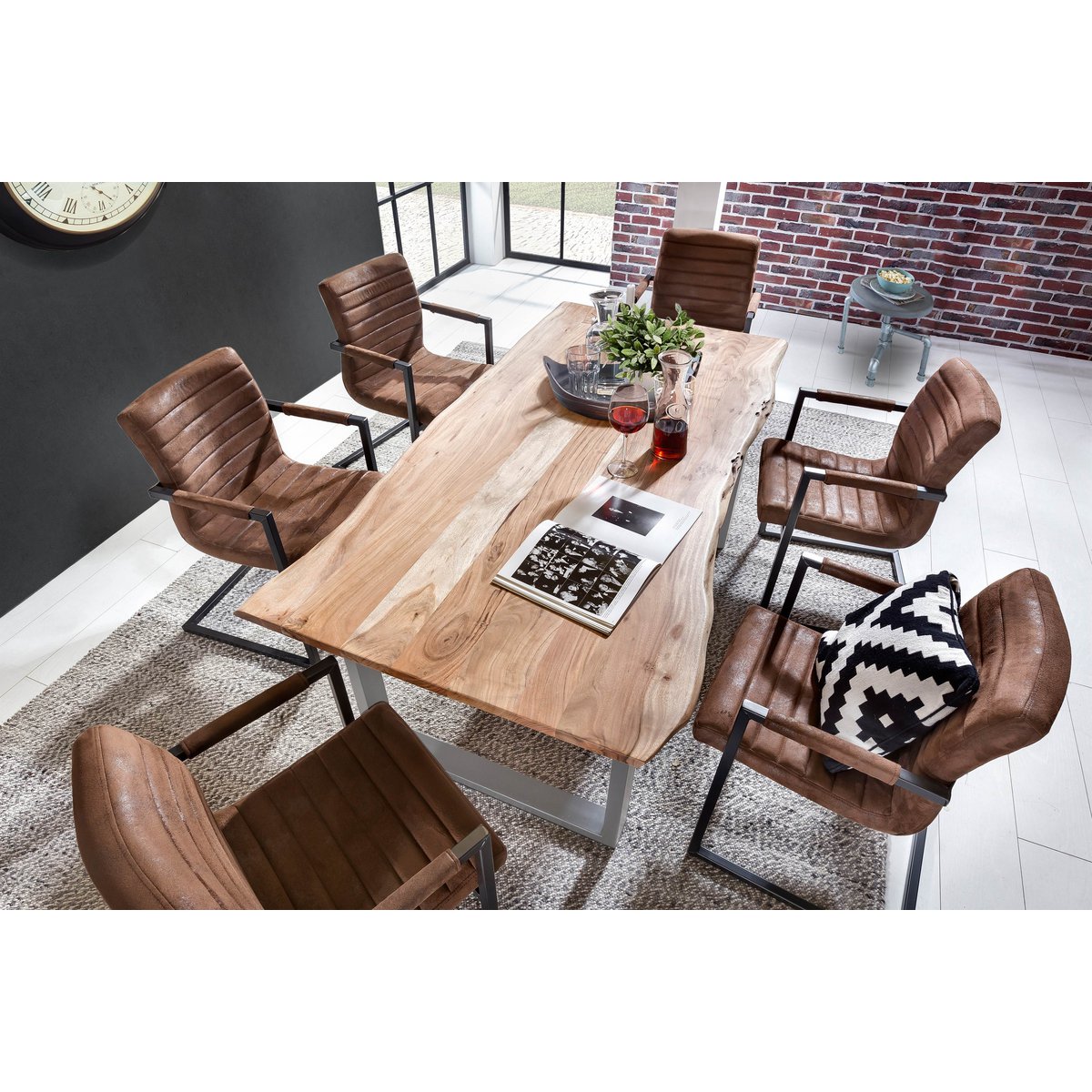 Tafel 240x100 cm, natuurlijk acacia, 56 mm