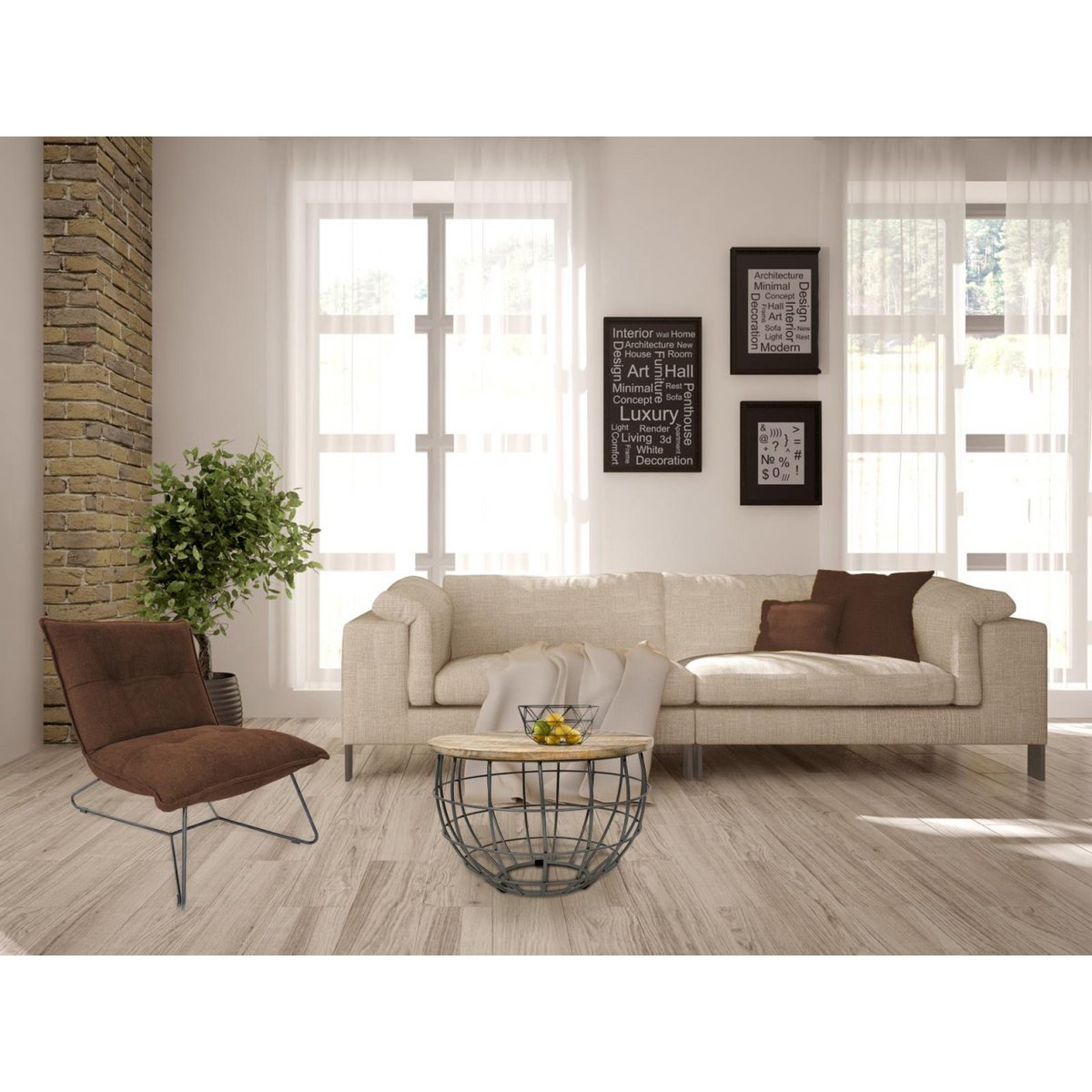 Bijzettafel Duurzame salontafel Woonkamer Tafel Ronde Lexington Ø 55 cm Metalen frame Solid