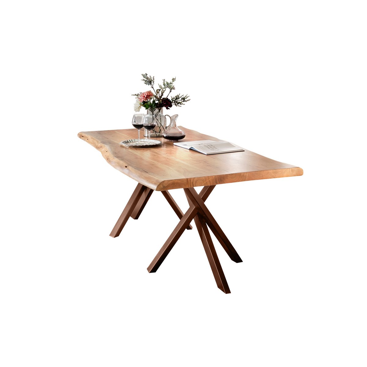 Tafel 240x100 cm, natuurlijk acacia, 56 mm