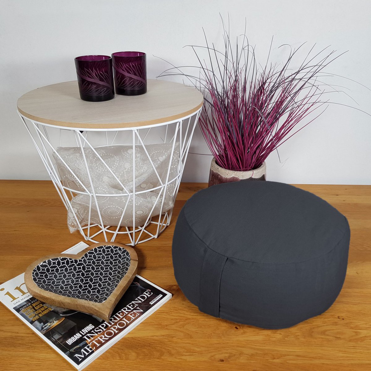 Yoga -kussens Meditatiekussenstoel Kushion Vloer kussen Lotus rond H 14 x Ø 31 cm Cover Wasbaar