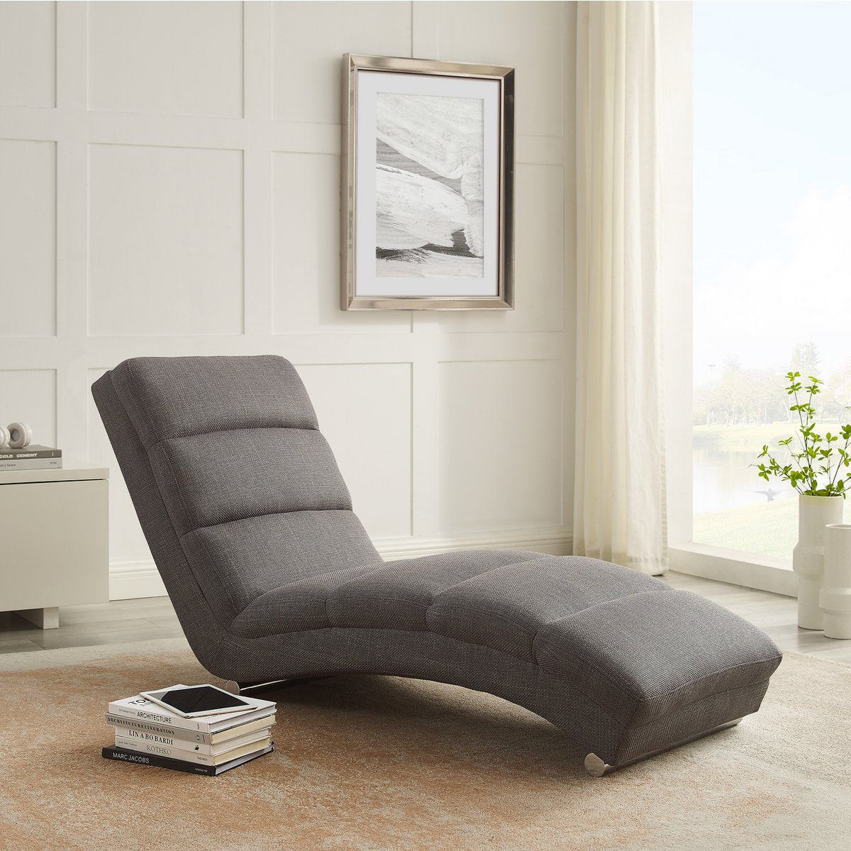 Chaise longue structuurstof grijs