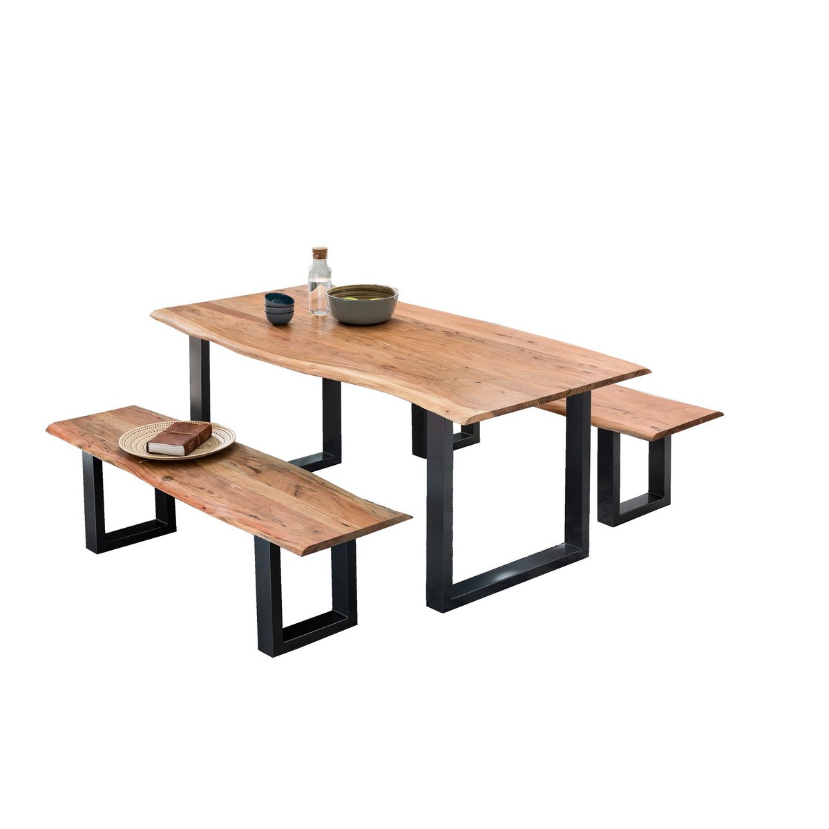 Tafel 120 x 80 cm, naturel blad, zwart frame
